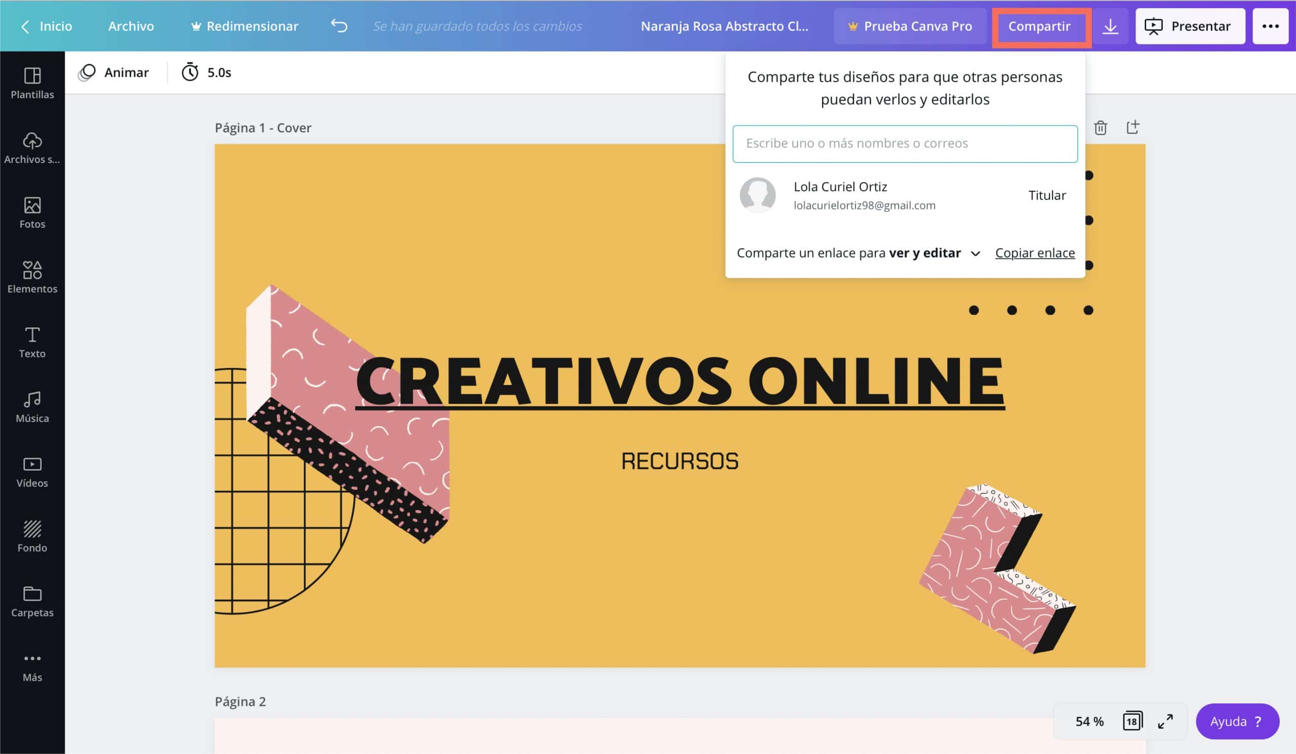 Share work so others can edit in Canva