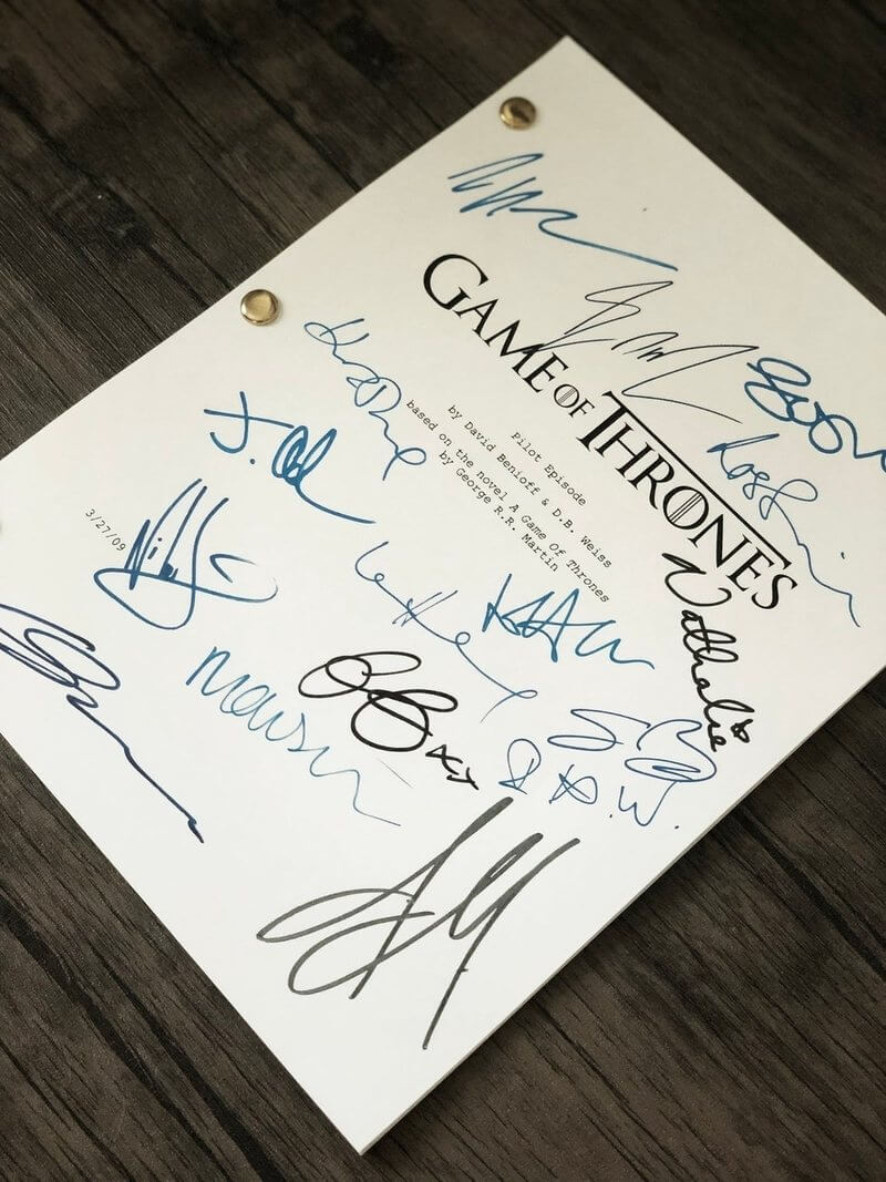 movie scripts with autographs