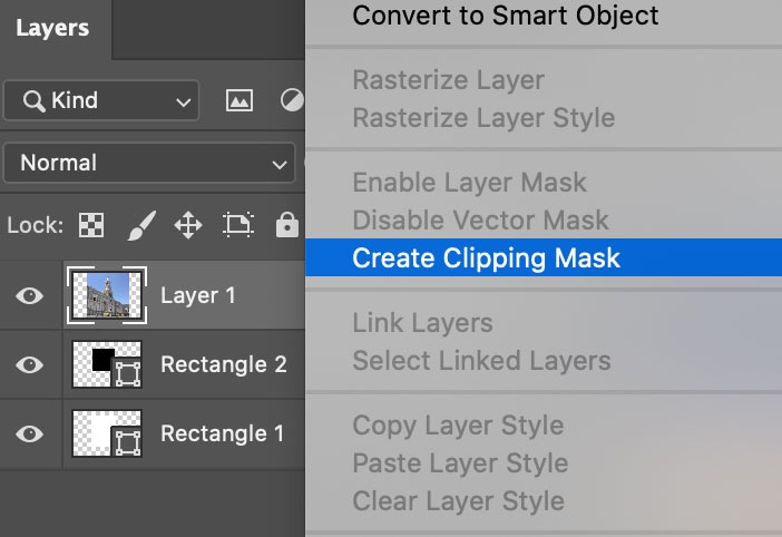 Create clipping mask in photo collage in Photoshop
