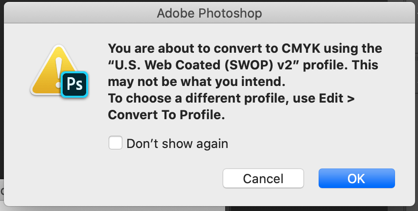 Switch from RGB to CMYK in Photoshop