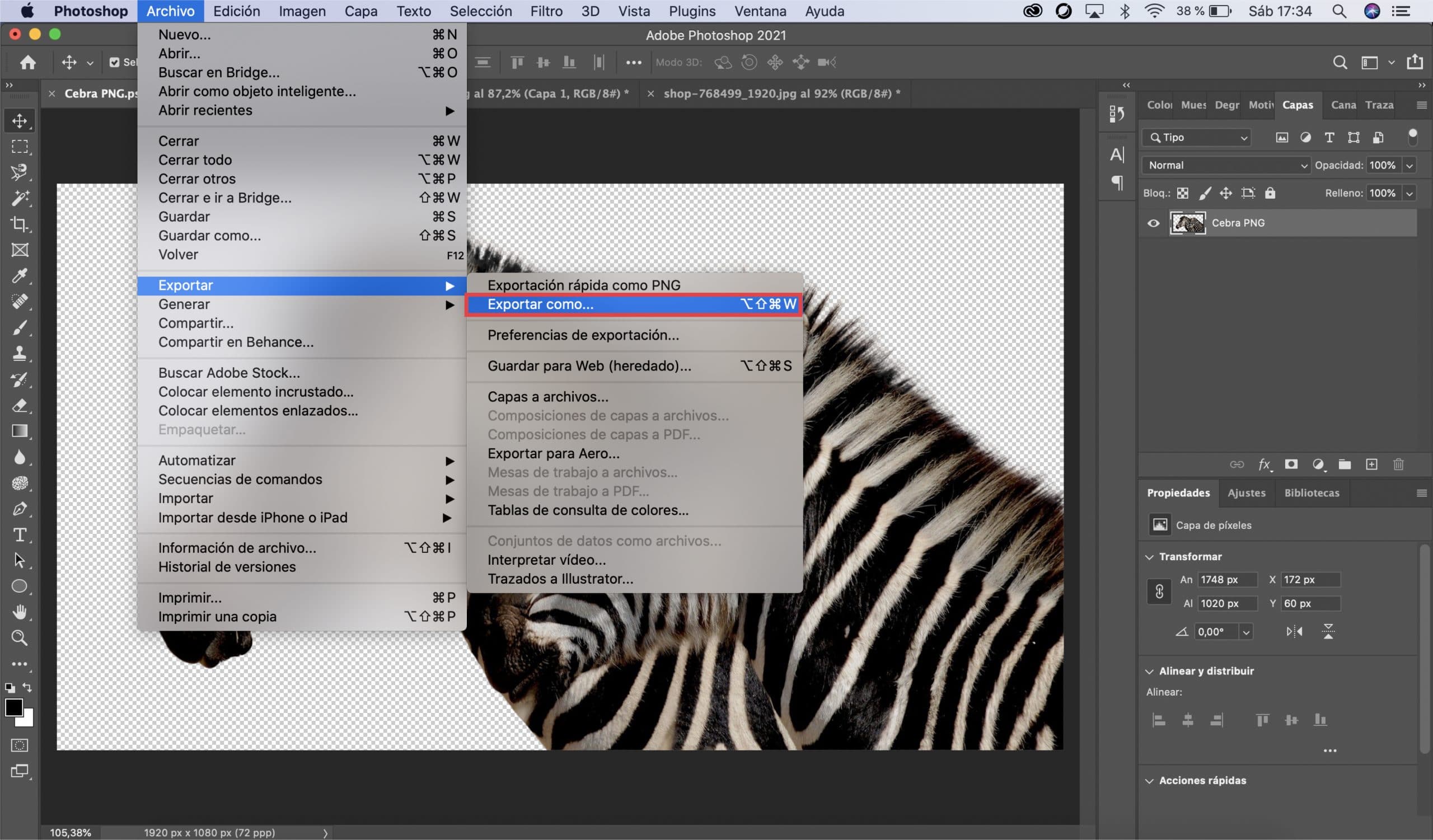 How to save your PNG with Photoshop option 2