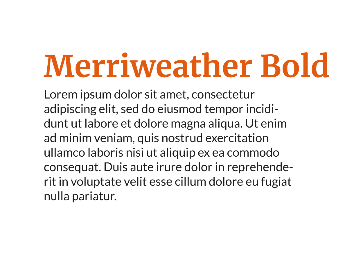 Lato Regular modern typeface combination with Merriweather Bold