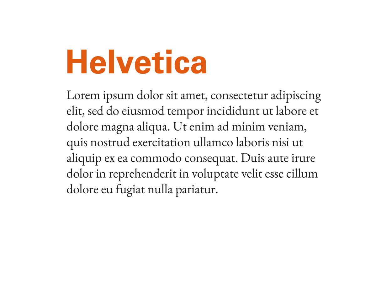 Helvetica and Garamond modern typeface combination