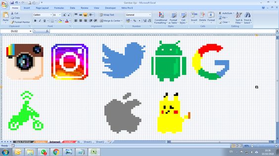 pixel art in excel