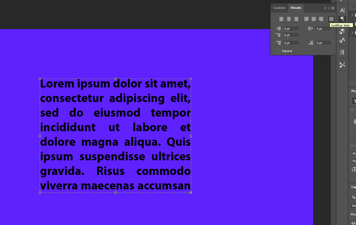 how to justify text in Photoshop