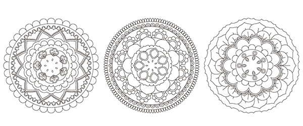 6 Free Hand Drawn Flower Mandalas