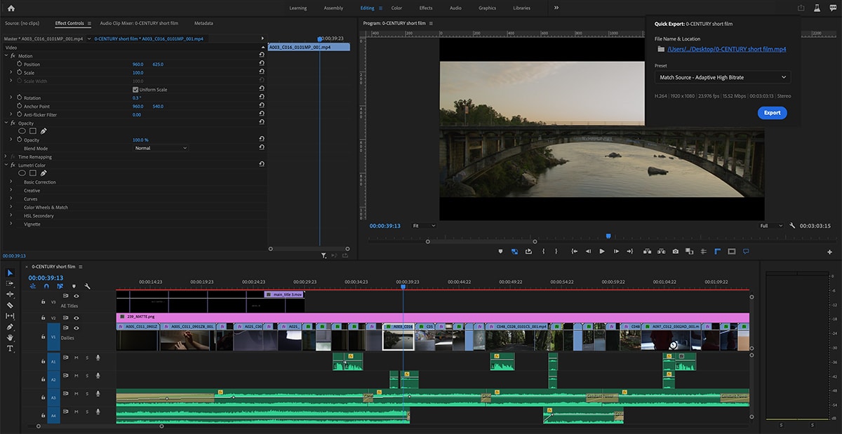 Premiere Pro export fast