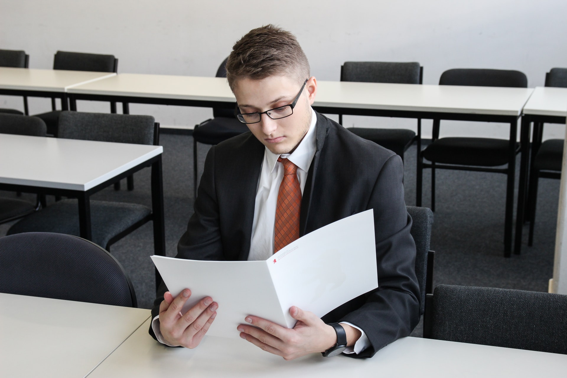 Young man waiting job interview