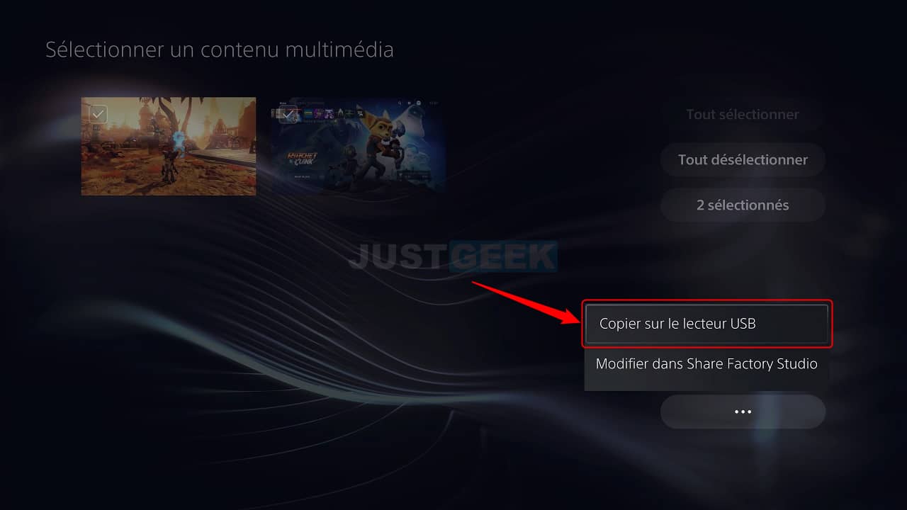 Copy screenshots and video clips to a USB flash drive from the PS5