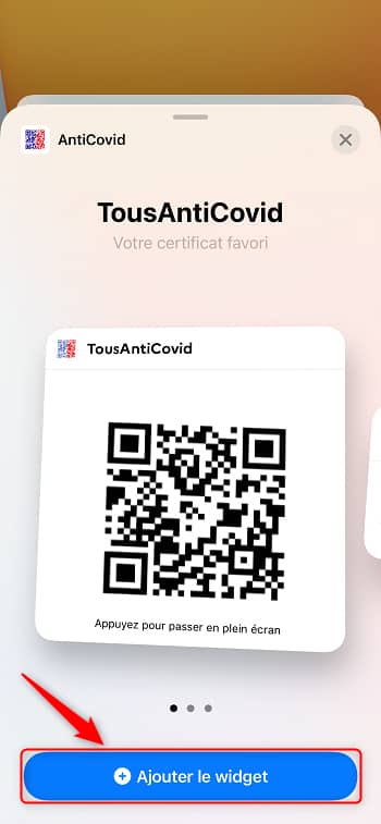 Add the sanitary pass QR code widget on iPhone