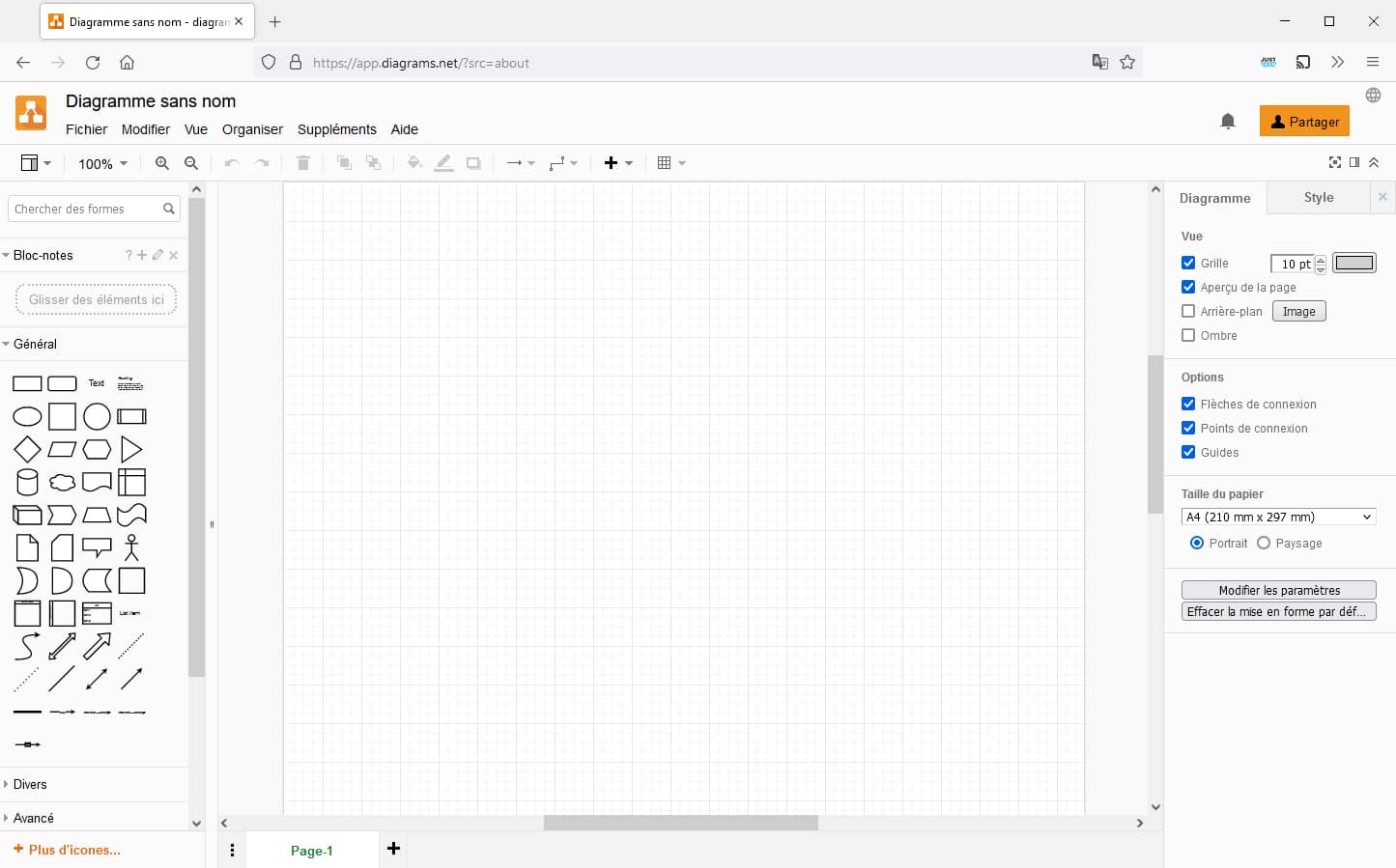 Online tool interface to create your diagrams, diagrams and flowcharts