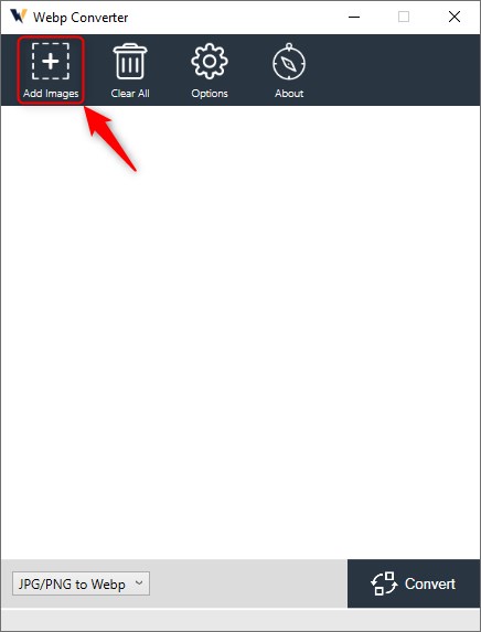 Add images to convert to WebP with free Webp Converter software