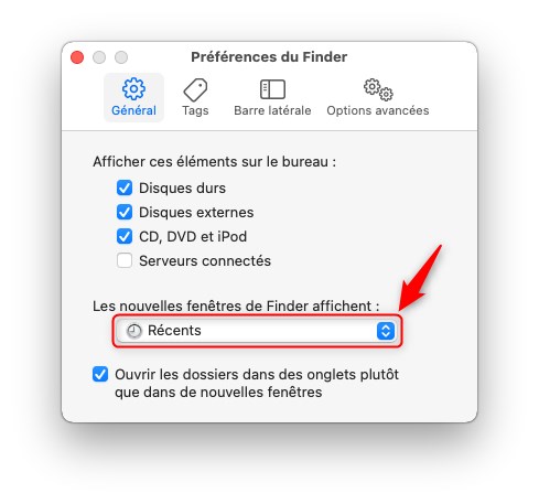 Change the Finder opening folder on Mac