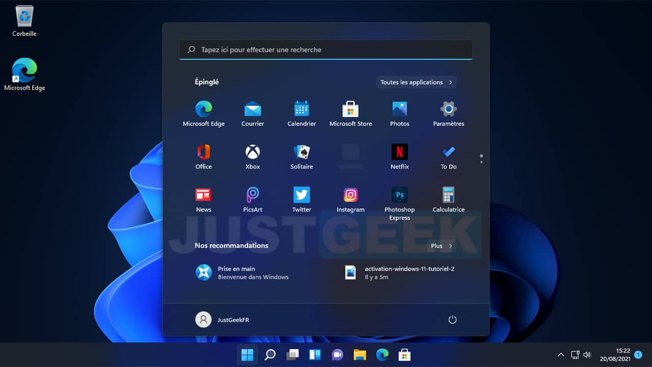 Windows 11 Beta interface