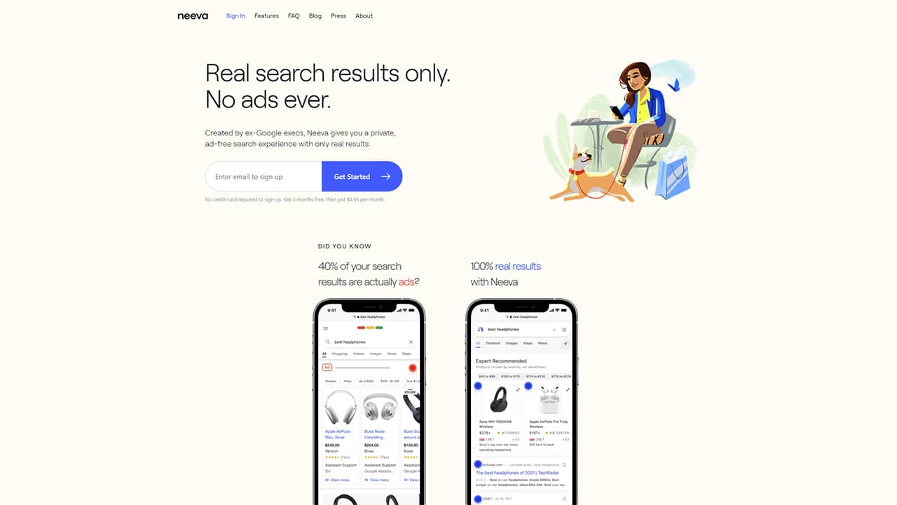 Neeva, a private, anonymous and ad-free search engine