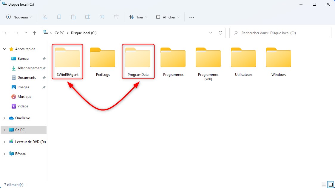 Example of hidden folders in Windows 11