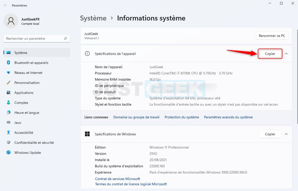 System Information: Windows 11 Device Specifications