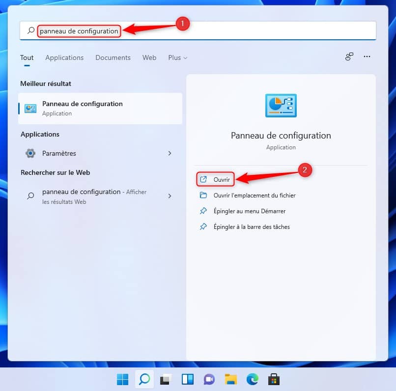 Look for Control Panel in Windows 11