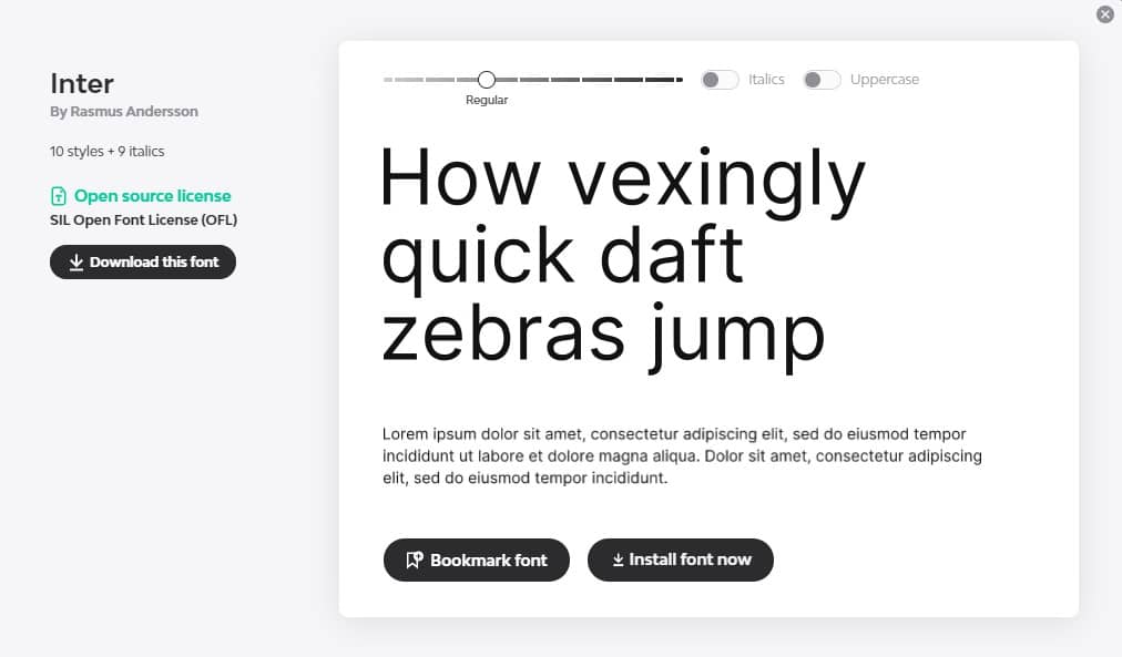 Download a font with Fonts Ninja