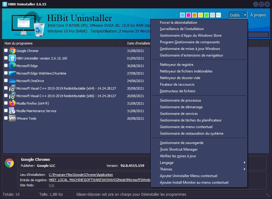 Additional tools of the HiBit Uninstaller software